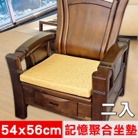 【凱蕾絲帝】高支撐記憶聚合緹花坐墊2入-沙發實木椅墊100%台灣製造(富貴金54x56cm)