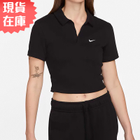 Nike 女裝 短袖上衣 短版 翻領 黑【運動世界】DV7885-010