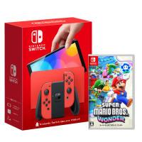 【NS】Nintendo Switch OLED 主機 瑪利歐亮麗紅 (電力加強版)+超級瑪利歐兄弟 驚奇《中文版》