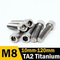 M8 Titanium Bolt TA2 Column Cup Head Hexagon Socket DIN912 Ti Bolts Titanium Screws 10 20 25 30 -1200mm Ti Fasteners