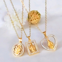 Kalung Bunda Maria Permata Warna Emas dan Silver Titanium