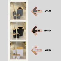 Paket Lengkap Set Peralatan Kamar Mandi 4in1 Sikat WC Tong Sampah Dispenser Sabun Design Modern Anek