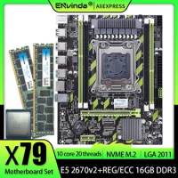 X79 Motherboard With Xeon E5 2670 V2 CPU 2*8GB Or 16gb DDR3 1333 REG ECC RAM Memory Combo Kit Server Set NVME Kit Combo
