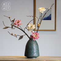 新中式陶瓷花瓶擺件客廳玄關電視柜手工干花蓮花仿真花家居裝飾品1入