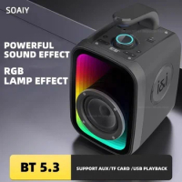 Caixa de som Bluetooth Wireless Speaker Outdoor Portable Microphone Square Dance Subwoofer RGB Atmosphere Light System Boombox