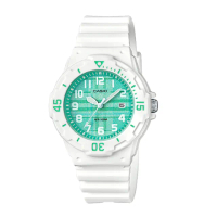 【CASIO 卡西歐】小巧指針錶 橡膠錶帶 薄荷綠 防水100米(LRW-200H-3C)