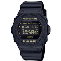 G-SHOCK 絕對強悍質感霧面黑圓形電子錶-黃字(DW-5700BBM-1)/42.8mm