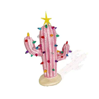 Cactus , Christmas Cactus Vintage Resin Christmas Cactus for Xmas Home Tabletop Decorations Pink