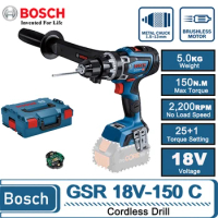 Bosch GSR 18V-150 C Cordless Drill Heavy Duty Brushless Electric Drill Rechargeable Driver Screwdriver Power Tool GSR18V 150C