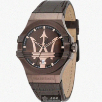 【MASERATI 瑪莎拉蒂】MASERATI手錶型號R8851108011(古銅色錶面古銅色錶殼咖啡色真皮皮革錶帶款)