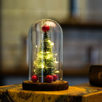 小額 創意迷你圣誕樹玻璃罩LED燈 圣誕節裝飾 禮物 擺件