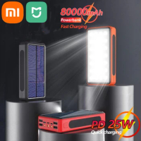 Xiaomi Mijia 80000mAh Solar Wireless Power Bank 4 USB Fast Charging External Battery LED Portable Mobile Phone Charger forIPhone