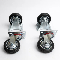 Roda Karet 3inch 1set (2 Hidup + 2 Mati ) Roda Etalase 3in Roda Troli Diameter 75mm Beban 200kg Ting