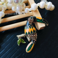 復古首飾品胸針 巨嘴鳥熱帶風彩金水鉆琺瑯氣質胸針歐美韓國