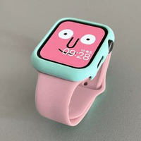 全城熱賣 - 拼色磨砂硬殼純色矽膠錶帶適用iwatch保護殼s8蘋果手錶applewatch砂粉+蒂芙藍硬殼49mm（Ultra/Ultra2/3）長版！