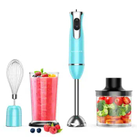 Galanz 4-in-1 Retro Immersion Hand Blender with Whisk &amp; Chopper Attachments 2 Speeds with Turbo Setting Blending Beaker Included