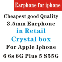 300 White Earphone with remote mic in crystal retail box for apple Iphone 6 6s plus 5 5s gift good quality box headset cheapest