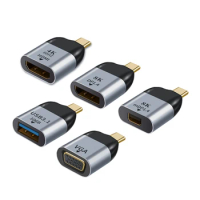 USB-C type adapter to USB/HD compatible/DP/VGA/Mini DP jack 4k/8k 60Hz video transmission suitable for laptops