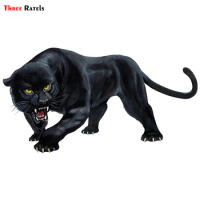 Three Ratels TRL570# 15X8cm animal sticker Black panther roaring colorful funny car stickers and decals auto styling removable