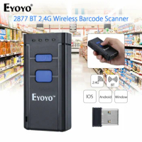 EYOYO-2877 Mini Barcode Scanner 1D 2.4G Wireless Bar Code Scanner For Android IOS Windows Bluetooth Scanner