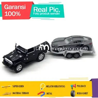 Diecast Miniatur Mainan Mobil SUV Offroad Hardtop Towing Derek Set Isi 2 Black