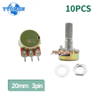 10PCS Potentiometer Resistance WH148 20mm 3Pin 1K 2K 5K 10K 20K 50K 100K 500K 1M Ohm Linear Taper Rotary Potentiometers Resistor
