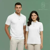 Kaus Polo Pria Wanita | Baju Kerah Polos Putih | Seragam Kerja Kantor | Bahan Lacoste Pique Adem uni
