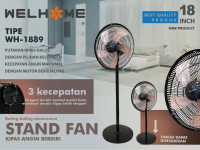 Welhome Kipas Angin Berdiri Tornado Besi - 18 inch - WH1889 - FREE ONGKIR Jabodetabek