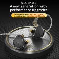 KZ-ZS10 Pro X HIFI Bass MetalHybrid In Ear Earphone 4BA+1DD 5 Driver Sport Noise Cancelling IEM Wired Earbuds Gaming Earbuds