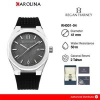 Jam Tangan Pria Regan Harney RH001-04 Regal Sport Meteorite Black Dial Black Rubber Strap