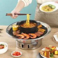 Multifunctional Hot Pot Bbq Charcoal Outdoor Dish Instant Noodle Soup Chinese Hot Pot Meat Barbecue Fondue Chinoise Cookware