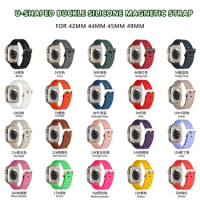 Magnetic strap For Apple watch band 44mm 49mm 42mm 45mm Silicone Bracelet iWatch series 3 5 SE 6 7 8 ultra for series 9 ultra2