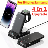 Foldable 4 in 1 Wireless Charger Stand 25W For iPhone 14 13 12 11 Samsung Galaxy Watch 3 4 5 Pro Fast Charging Dock Station