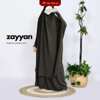AL HAJJ-Zayyan Abaya Set Kerudung Gamis Umroh Haji (One Set French Khimar+Rok ) FK Set