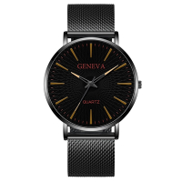 Geneva 日內瓦-莫里斯網紋簡約刻度米蘭帶手錶