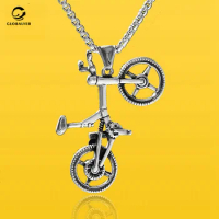 European and American explosion models Street sports BMX wheel pendant Personality dead fly bike titanium steel necklace 302