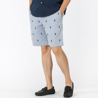 Polo Ralph Lauren 經典刺繡小馬滿版休閒短褲-白深藍條紋色