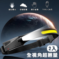 時尚玩家 全視角超輕量USB充電感應式運動頭燈/頭戴式工作燈(買一送一共2入超值組)