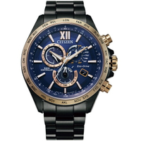 CITIZEN 星辰錶 經典光動能電波手錶(CB5837-88L)-45mm-藍面鋼帶【刷卡回饋 分期0利率】【APP下單22%點數回饋】