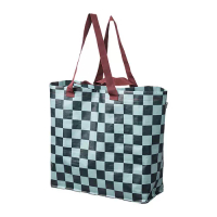 SÄCKKÄRRA 購物袋, 黑藍色/淺土耳其藍灰色 方格, 18x45x45 公分/36 公升