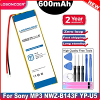 LOSONCOER 600mAh Polymer Li-ion Battery For Sony Walkman NWZ-B143F For SAMSUNG YP-U5 Battery MP3 Player