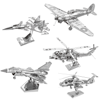 Fighters 3D Metal Puzzle KA-50 Helicopter UFO Air Force J-10B model KITS Assemble Jigsaw Puzzle Gift Toys For Children