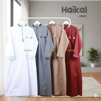 Jubah Pria Haikal Dewasa Lengan Panjang Katun Toyobo Premium Slimfit Gamis Muslim Bordir Mewah Hitam