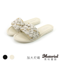 【MATERIAL 瑪特麗歐】女鞋 拖鞋 加大尺碼編織鍊條拖鞋 TG0176(拖鞋)