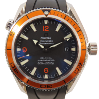 【二手名牌BRAND OFF】OMEGA 歐米茄 黑色 橘色 不鏽鋼 Seamaster Planet Ocean 自動上鍊 腕錶 2909.50.38
