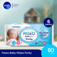 Promo Ekstra!! Paseo Tissue Baby Wipes Purity Gazette 80 sheets x 6 Pack