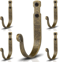 Black Wrought Iron Wall Mounted Hooks Heavy Duty Vintage Decorative Hanger for Home Garage Bathroom