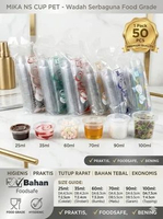 Isi 50pcs Mika NS Cup Saos / NS Cup Puding / NS Cup Sambal Tutup Sambung 25ml 35ml 60ml 70ml 90ml 10