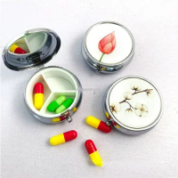 3 Cell Metal Pill Boxes Stainless Steel Round Pill Boxes Medicine Organizer Container Medicine Case Splitters Pill Candy Box