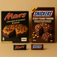 Chocolate Caramel Brownie & Snickers Sticky Peanut Pudding Dessert